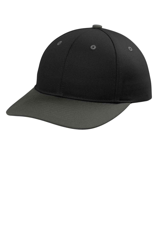 Port Authority Snapback Cap C408 Black Grey Steel OSFA