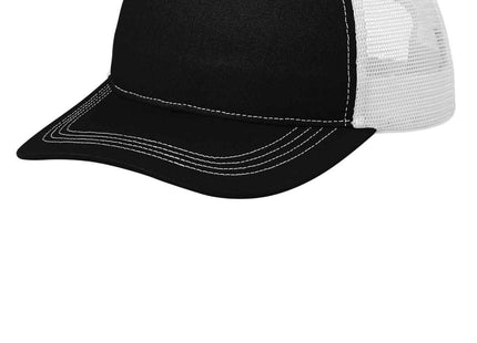 Port Authority Unstructured Snapback Trucker Cap C409 Black White OSFA