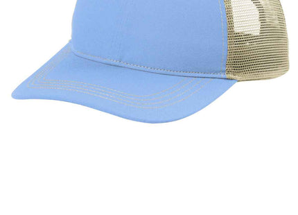 Port Authority Unstructured Snapback Trucker Cap C409 Carolina Blue Tan OSFA