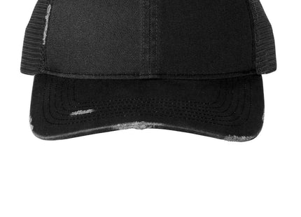 Port Authority Distressed Mesh Back Cap C600 Black Black OSFA