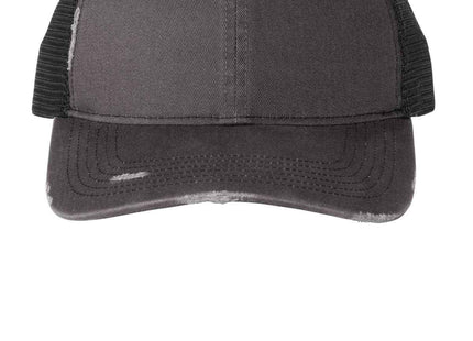 Port Authority Distressed Mesh Back Cap C600 Grey Steel Black OSFA