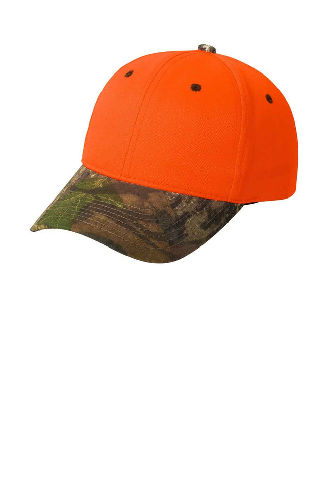 Port Authority Enhanced Visibility Cap with Camo Brim C804 Orange Blaze Mossy Oak New Break-Up OSFA