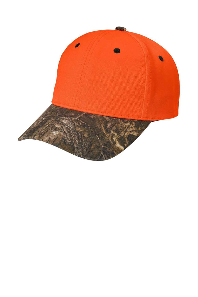 Port Authority Enhanced Visibility Cap with Camo Brim C804 Orange Blaze Realtree Xtra OSFA