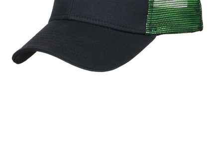 Port Authority Double Mesh Snapback Sandwich Bill Cap C818 Black Shock Green OSFA