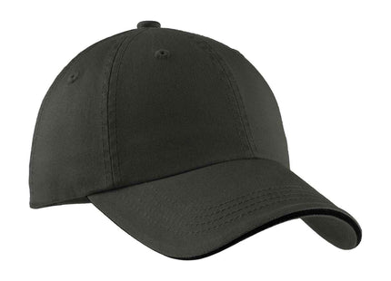 Port Authority Sandwich Bill Cap with Striped Closure C830 Charcoal Black OSFA