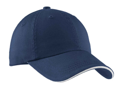 Port Authority Sandwich Bill Cap with Striped Closure C830 Ensign Blue White OSFA