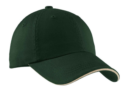Port Authority Sandwich Bill Cap with Striped Closure C830 Hunter Stone OSFA