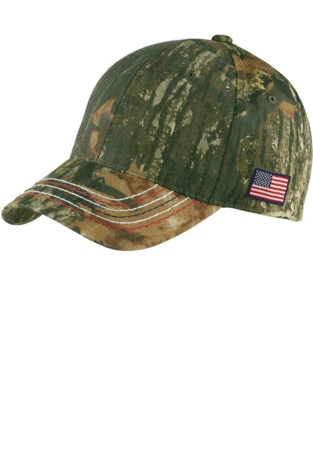 Port Authority Americana Contrast Stitch Camouflage Cap C909 Mossy Oak New Break-Up OSFA