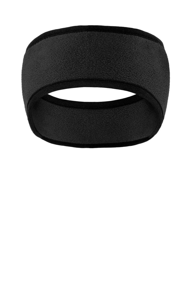 Port Authority TwoColor Fleece Headband C916 Black Black OSFA