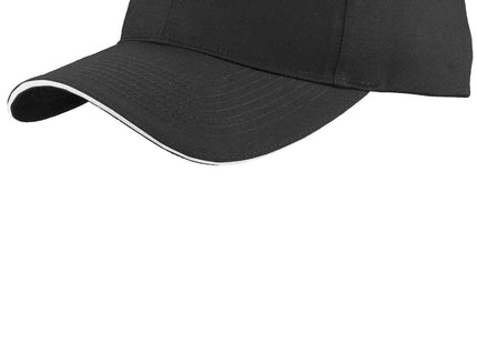 Port Authority Unstructured Sandwich Bill Cap C919 Black White OSFA