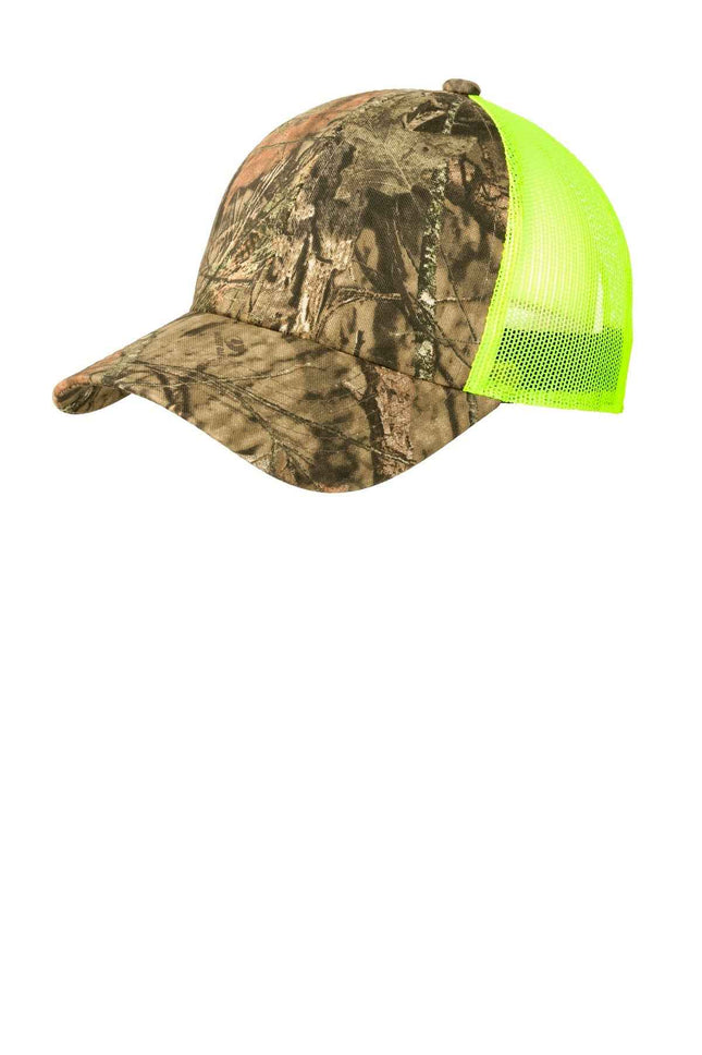 Port Authority Structured Camouflage Mesh Back Cap C930 Mossy Oak Break-Up Country Neon Yellow OSFA