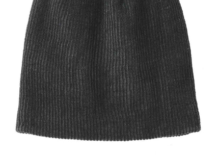 Port Authority Rib Knit Slouch Beanie C935 Black Iron Grey OSFA