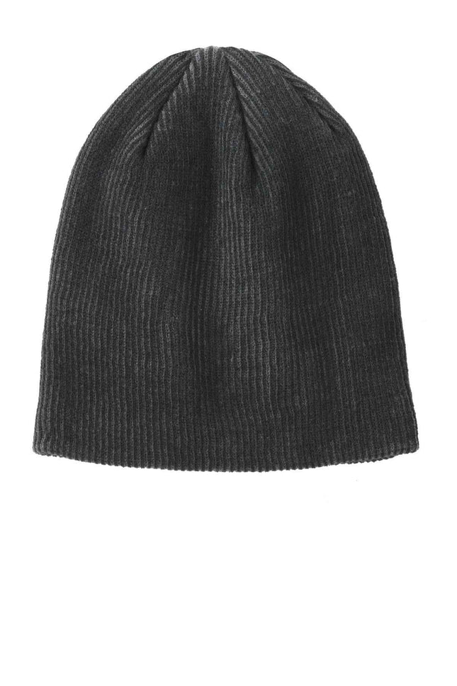 Port Authority Rib Knit Slouch Beanie C935 Black Iron Grey OSFA
