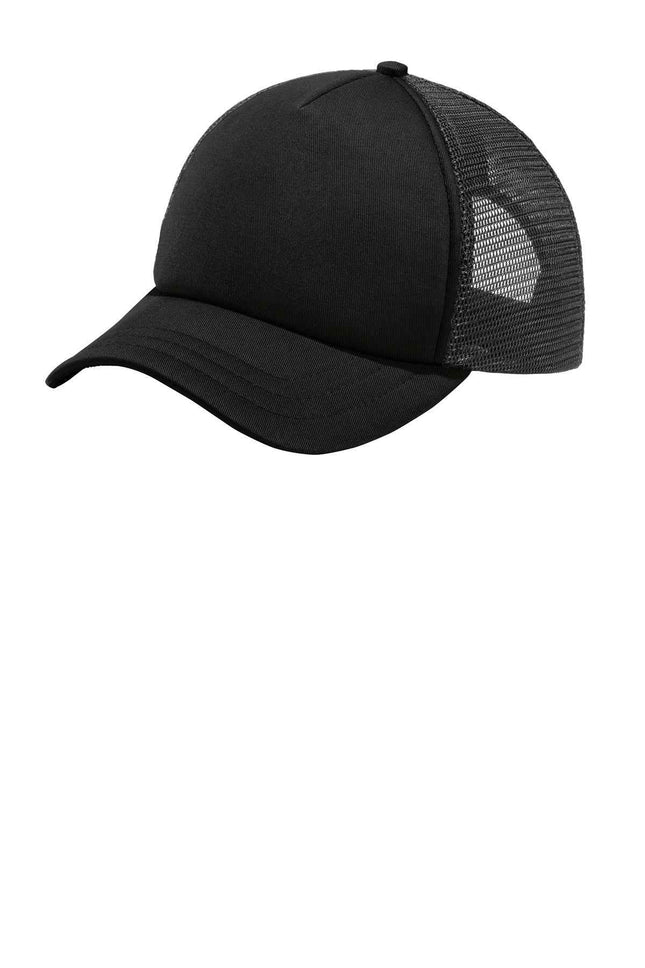 Port Authority 5Panel Twill Foam Trucker Cap C936 Black Black OSFA