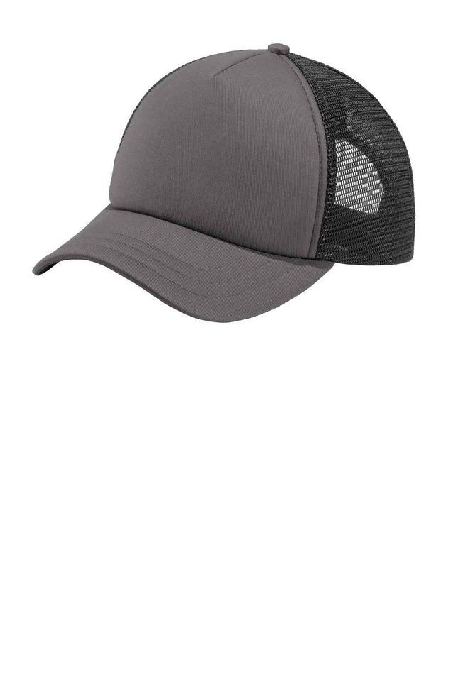 Port Authority 5Panel Twill Foam Trucker Cap C936 Charcoal Black OSFA