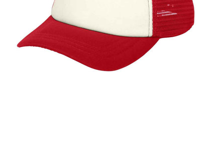 Port Authority 5Panel Twill Foam Trucker Cap C936 Ivory Red OSFA