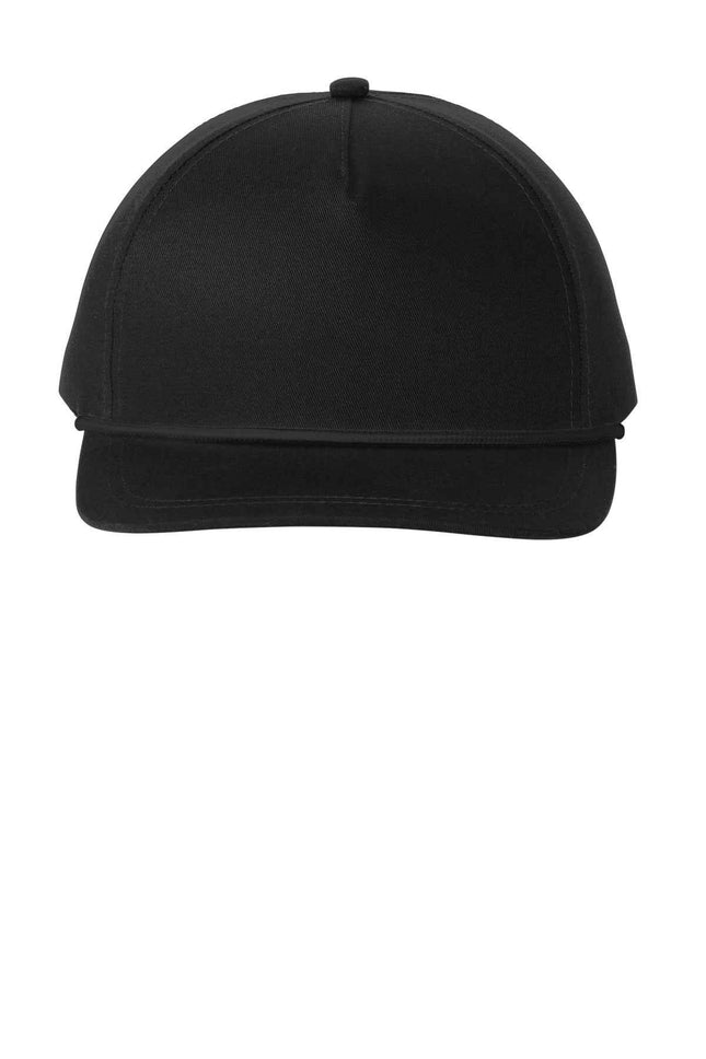 Port Authority Snapback FivePanel Rope Cap C962 Black Black OSFA