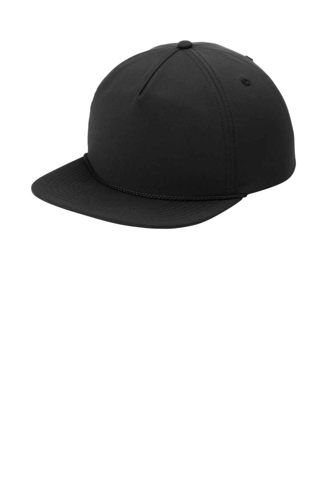 Port Authority 5Panel Poly Rope Cap C981 Black Black OSFA