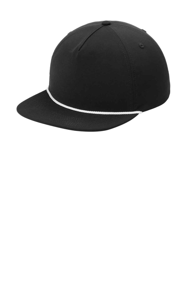 Port Authority 5Panel Poly Rope Cap C981 Black White OSFA