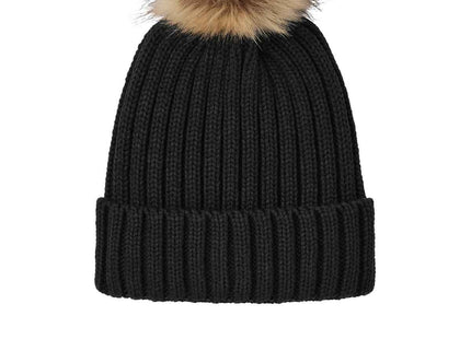 Port Authority Faux Fur Pom Beanie C990 Deep Black OSFA