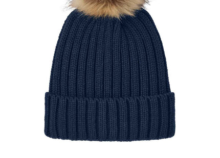 Port Authority Faux Fur Pom Beanie C990 River Blue Navy OSFA