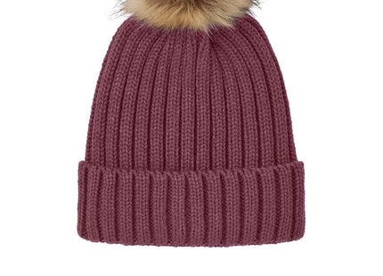 Port Authority Faux Fur Pom Beanie C990 Rosewood OSFA
