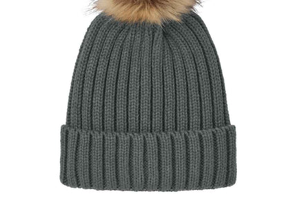 Port Authority Faux Fur Pom Beanie C990 Storm Grey OSFA