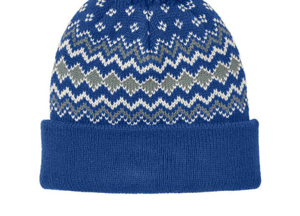 Port Authority Alpine Pom Beanie C991 True Royal Gusty Grey Marshmallow OSFA
