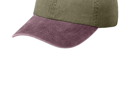 Port Authority TwoTone PigmentDyed Cap CP83 Khaki Maroon OSFA