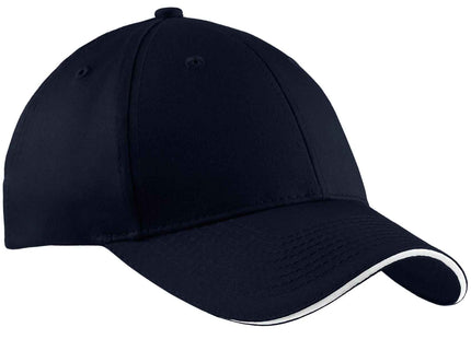 Port Authority Cotton Twill Sandwich Bill Cap CP85 Navy White OSFA