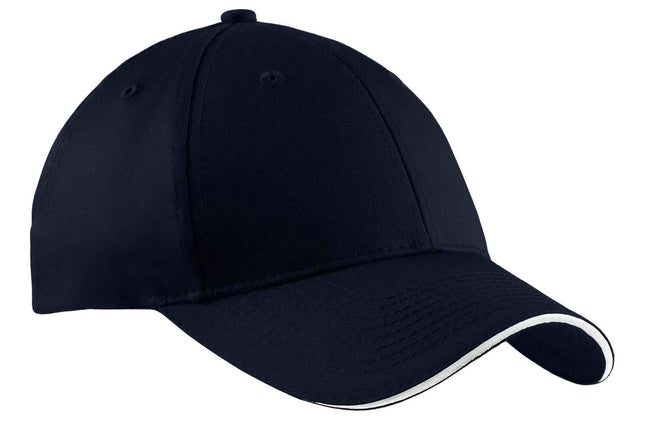 Port Authority Cotton Twill Sandwich Bill Cap CP85 Navy White OSFA