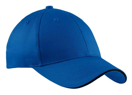 Port Authority Cotton Twill Sandwich Bill Cap CP85 Royal Black OSFA