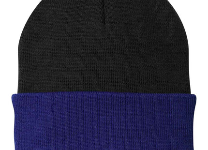 Port Authority Knit Cap CP90 Black Athletic Royal OSFA