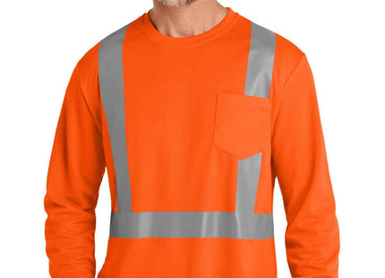 CornerStone ANSI 107 Class 2 Mesh Long Sleeve Tee CS201 Safety Orange