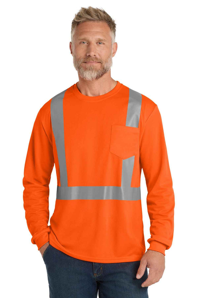 CornerStone ANSI 107 Class 2 Mesh Long Sleeve Tee CS201 Safety Orange