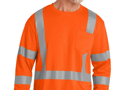 CornerStone ANSI 107 Class 3 Mesh Long Sleeve Tee CS203 Safety Orange