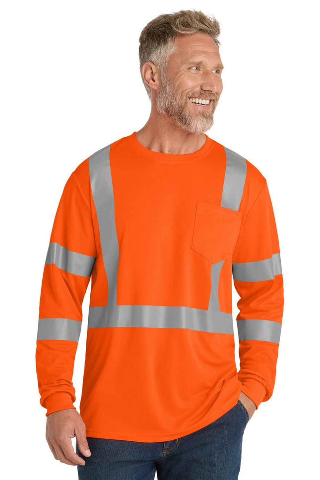 CornerStone ANSI 107 Class 3 Mesh Long Sleeve Tee CS203 Safety Orange