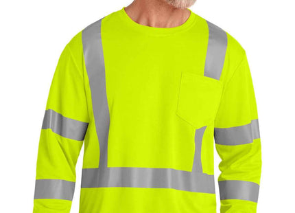 CornerStone ANSI 107 Class 3 Mesh Long Sleeve Tee CS203 Safety Yellow