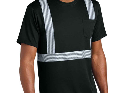 CornerStone Enhanced Visibility Segmented Tape Tee CS206 Black