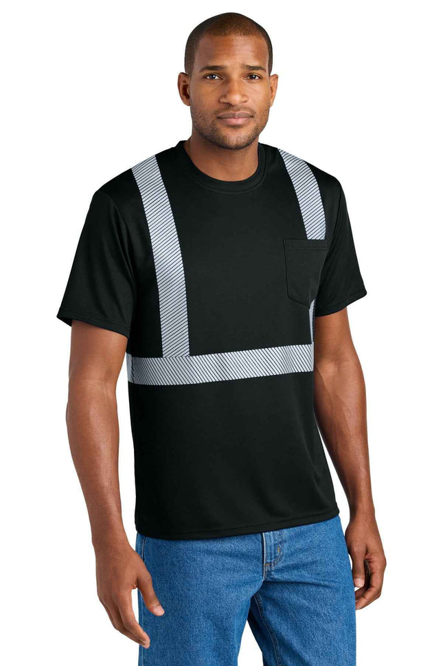 CornerStone Enhanced Visibility Segmented Tape Tee CS206 Black
