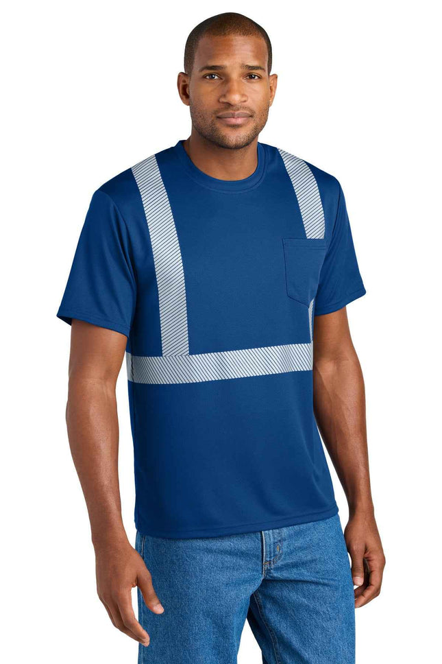 CornerStone Enhanced Visibility Segmented Tape Tee CS206 Royal