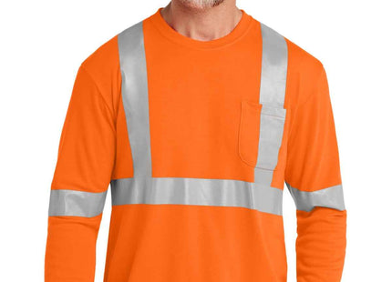 CornerStone ANSI 107 Class 2 Long Sleeve Safety T Shirt CS401LS Safety Orange Reflective