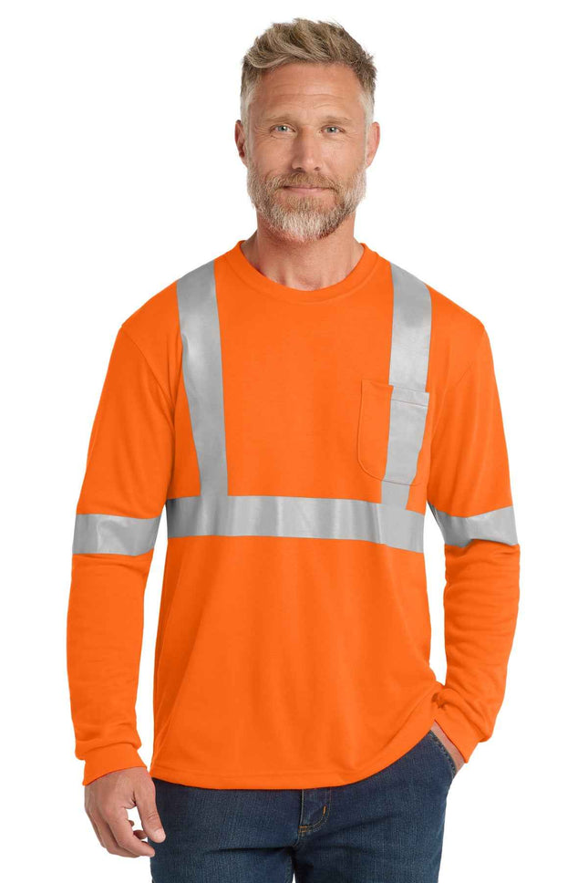 CornerStone ANSI 107 Class 2 Long Sleeve Safety T Shirt CS401LS Safety Orange Reflective