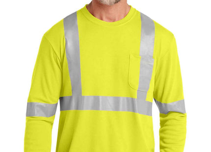 CornerStone ANSI 107 Class 2 Long Sleeve Safety T Shirt CS401LS Safety Yellow Reflective