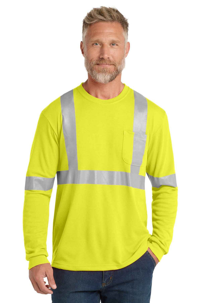 CornerStone ANSI 107 Class 2 Long Sleeve Safety T Shirt CS401LS Safety Yellow Reflective