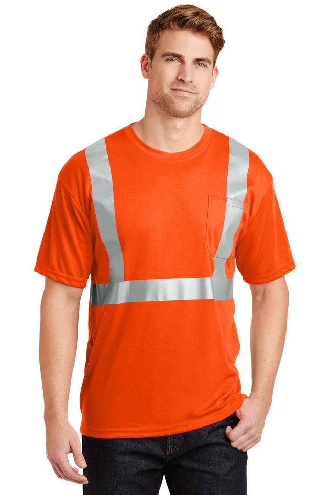 CornerStone ANSI 107 Class 2 Safety T Shirt CS401 Safety Orange Reflective