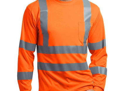 CornerStone ANSI 107 Class 3 Long Sleeve SnagResistant Reflective T Shirt CS409 Safety Orange