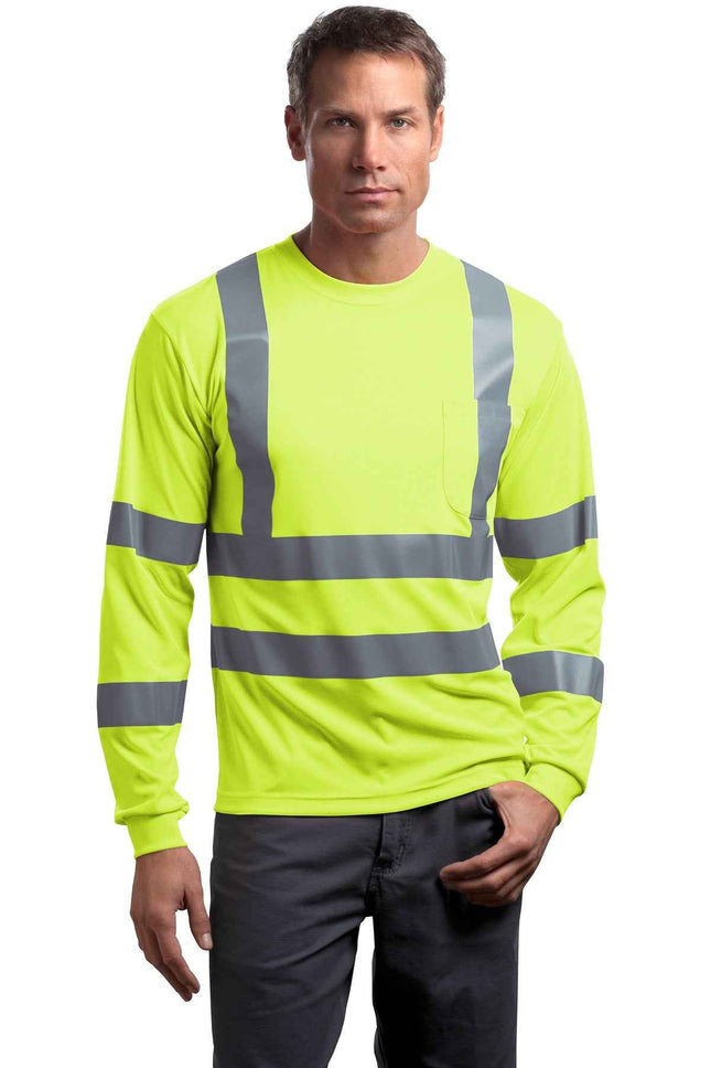 CornerStone ANSI 107 Class 3 Long Sleeve SnagResistant Reflective T Shirt CS409 Safety Yellow