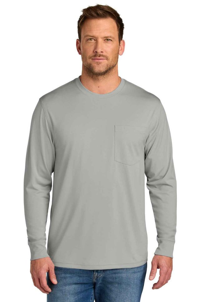 CornerStone Workwear Pro Long Sleeve Pocket Tee CS440LSP Light Grey