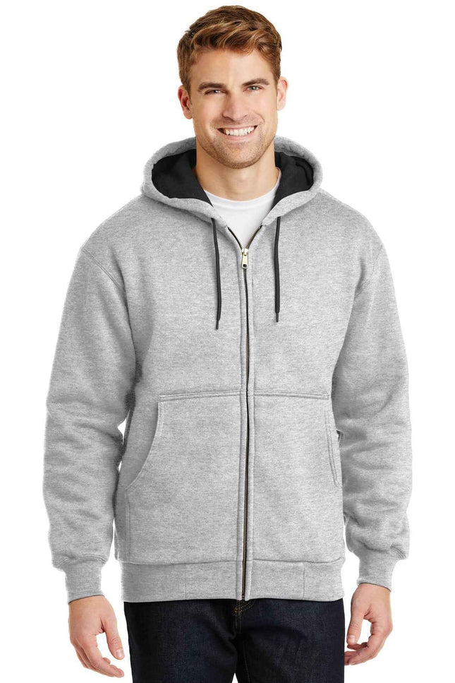 CornerStone Heavyweight FullZip Hooded Sweatshirt with Thermal Lining CS620 Athletic Heather